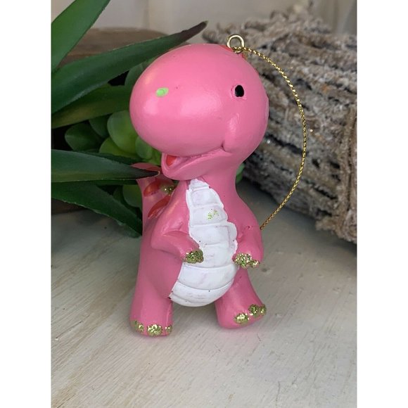 Pink Dinosaur Christmas Tree Ornament Resin Ornament Kids Ornament O4 - Picture 2 of 6